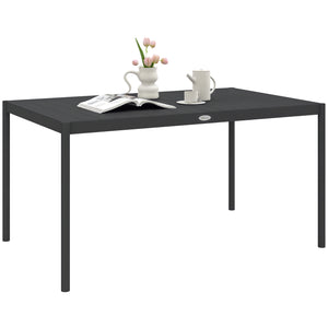 Table de jardin rectangulaire pour 6 personnes plateau en aluminium table de salle à manger extérieur plateau à lattes dim. 145L x 90l x 74H cm gris