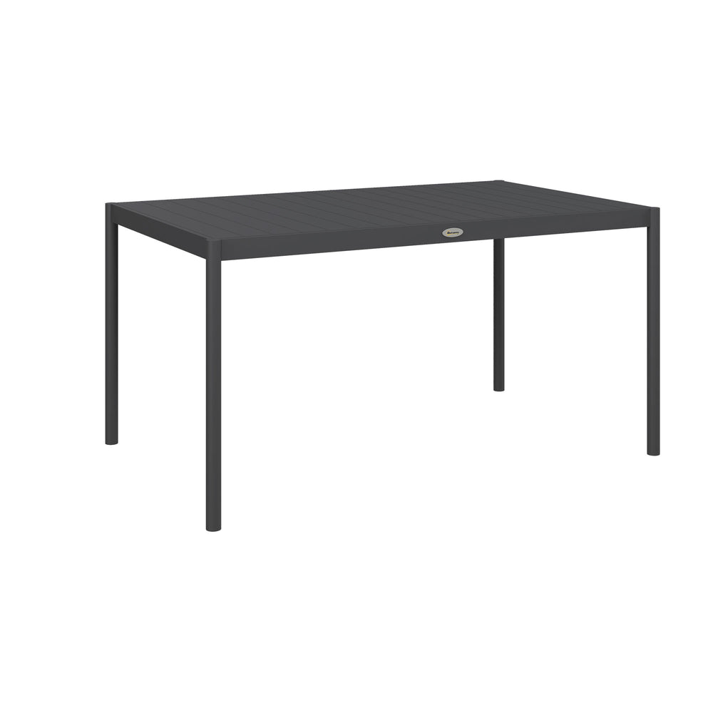 Table de jardin rectangulaire pour 6 personnes plateau en aluminium table de salle à manger extérieur plateau à lattes dim. 145L x 90l x 74H cm gris