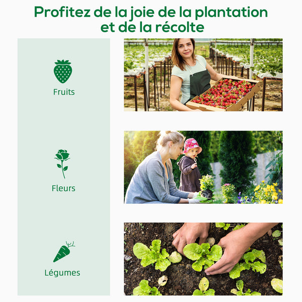 Serre de jardin PE, serre de balcon, bâche renforcée 140 g/m², châssis en acier, porte zippée enroulable, pour légumes plantes fleurs, intérieur et extérieur, 200 x 76 x 168 cm, blanc