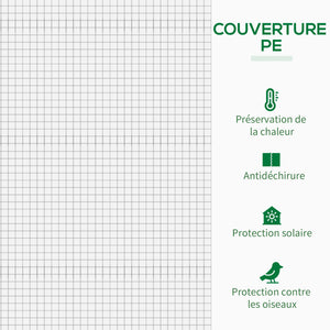Serre de jardin PE, serre de balcon, bâche renforcée 140 g/m², châssis en acier, porte zippée enroulable, pour légumes plantes fleurs, intérieur et extérieur, 200 x 76 x 168 cm, blanc