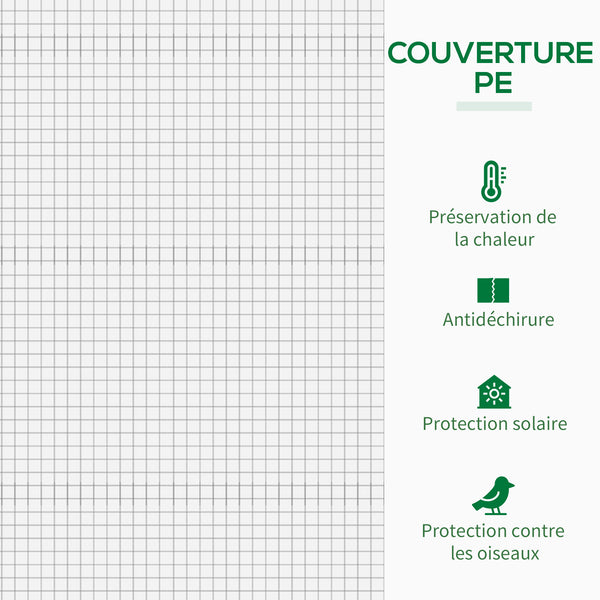 Serre de jardin PE, serre de balcon, bâche renforcée 140 g/m², châssis en acier, porte zippée enroulable, pour légumes plantes fleurs, intérieur et extérieur, 200 x 76 x 168 cm, blanc