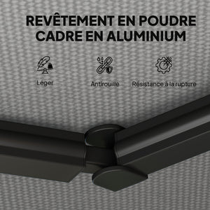 Store banne manuel 3,5x3m, auvent rétractable inclinaison réglable, manivelle, aluminium et polyester 280 g/m² protection UV résistance à l'eau, pour patio, balcon, terrasse, gris foncé