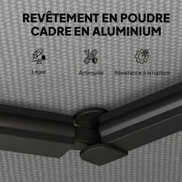 Store banne manuel 3,5x3m, auvent rétractable inclinaison réglable, manivelle, aluminium et polyester 280 g/m² protection UV résistance à l'eau, pour patio, balcon, terrasse, gris foncé