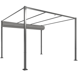 Pergola Rétractable Coulissante 3 x 3 m, tonnelle de Jardin à fixation magnétique Tissu Polyester Haute densité 180g/m² résistant aux UV, pour patios, jardin, terrasse, arrière-cours, gris