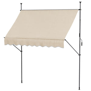 Store banne autoportant manuel auvent rétractable 2,5L x 1,2l x 2,1-3H m inclinaison réglable pour balcon sans trous à percer métal alu polyester sable