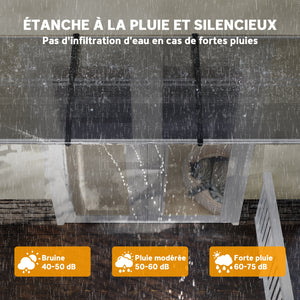 Auvent de porte marquise en polycarbonate auvent de porte d'entrée bord en aluminium résistante toit abri contre la pluie, la neige et UV 303 x 96 x 27 cm transparent