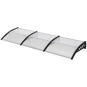 Auvent de porte marquise en polycarbonate auvent de porte d'entrée bord en aluminium résistante toit abri contre la pluie, la neige et UV 303 x 96 x 27 cm transparent