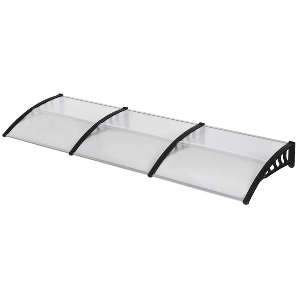 Auvent de porte marquise en polycarbonate auvent de porte d'entrée bord en aluminium résistante toit abri contre la pluie, la neige et UV 303 x 96 x 27 cm transparent