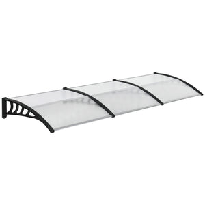 Auvent de porte marquise en polycarbonate auvent de porte d'entrée bord en aluminium résistante toit abri contre la pluie, la neige et UV 303 x 96 x 27 cm transparent