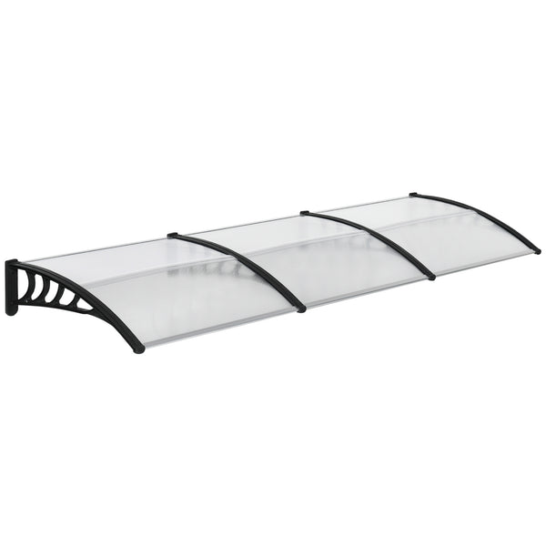 Auvent de porte marquise en polycarbonate auvent de porte d'entrée bord en aluminium résistante toit abri contre la pluie, la neige et UV 303 x 96 x 27 cm transparent