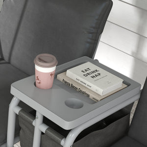 Balancelle de jardin 2 places avec auvent inclinable tablette centrale 2 porte-gobelets pour terrasse 175L x 112l x 158H cm balcon gris