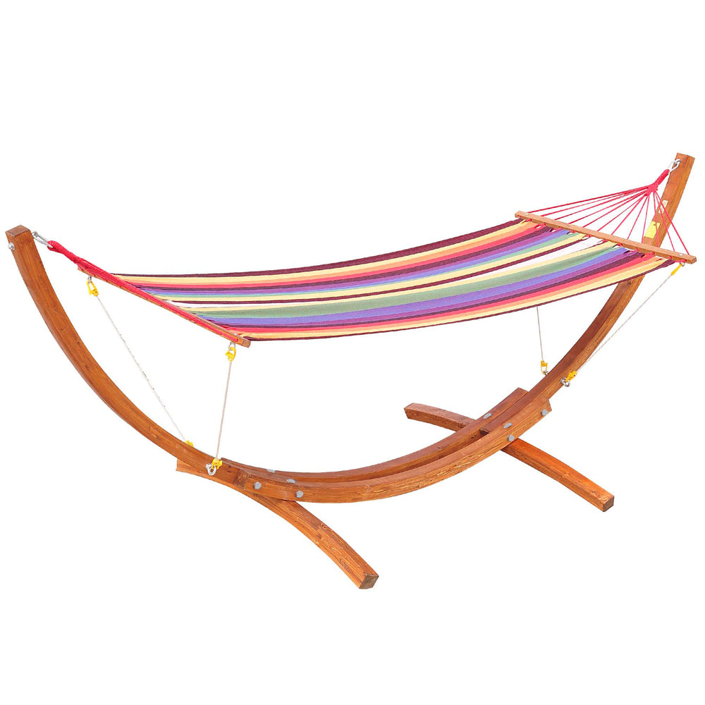 Hamac de Jardin avec Support en Bois hamac sur Pied 1 Personne Charge Max. 120 Kg