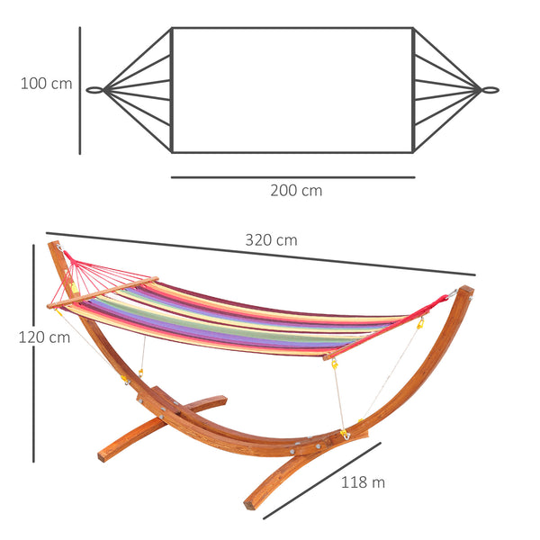 Hamac de Jardin avec Support en Bois hamac sur Pied 1 Personne Charge Max. 120 Kg