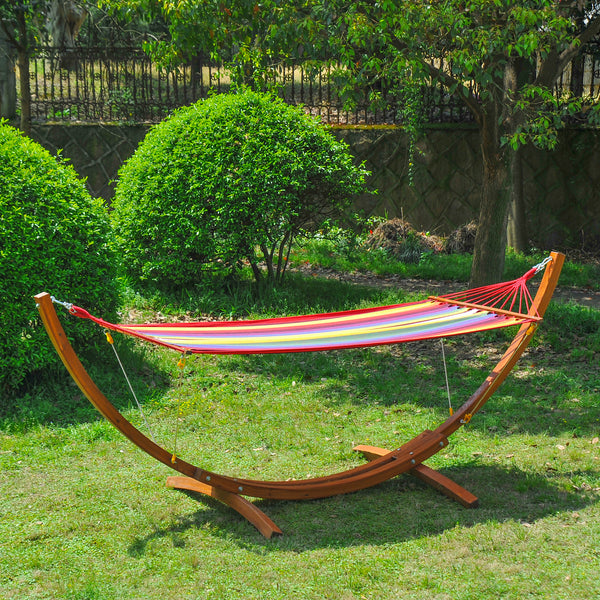 Hamac de Jardin avec Support en Bois hamac sur Pied 1 Personne Charge Max. 120 Kg