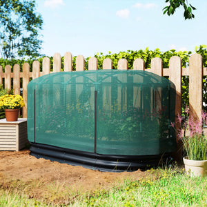 Carré potager de jardin avec cage de protection, jardinière surélevée en acier galvanisé avec système d'auto-arrosage, lit de jardin pour herbes aromatiques, légumes et fleurs, gris et vert