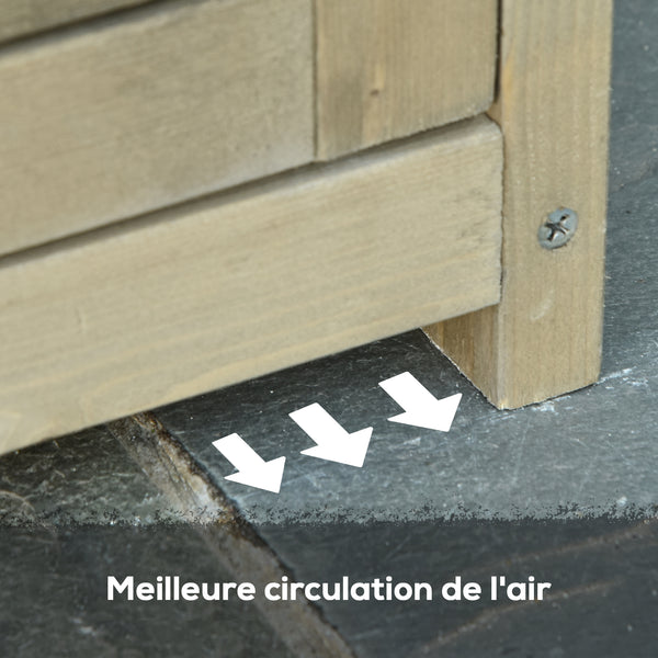 Armoire de Jardin abri Jardin Remise pour Outils sur Pied dim. 87L x 47l x 160H cm 2 étagères Portes persiennes Toit bitumé étanche Bois pin Autoclave sable