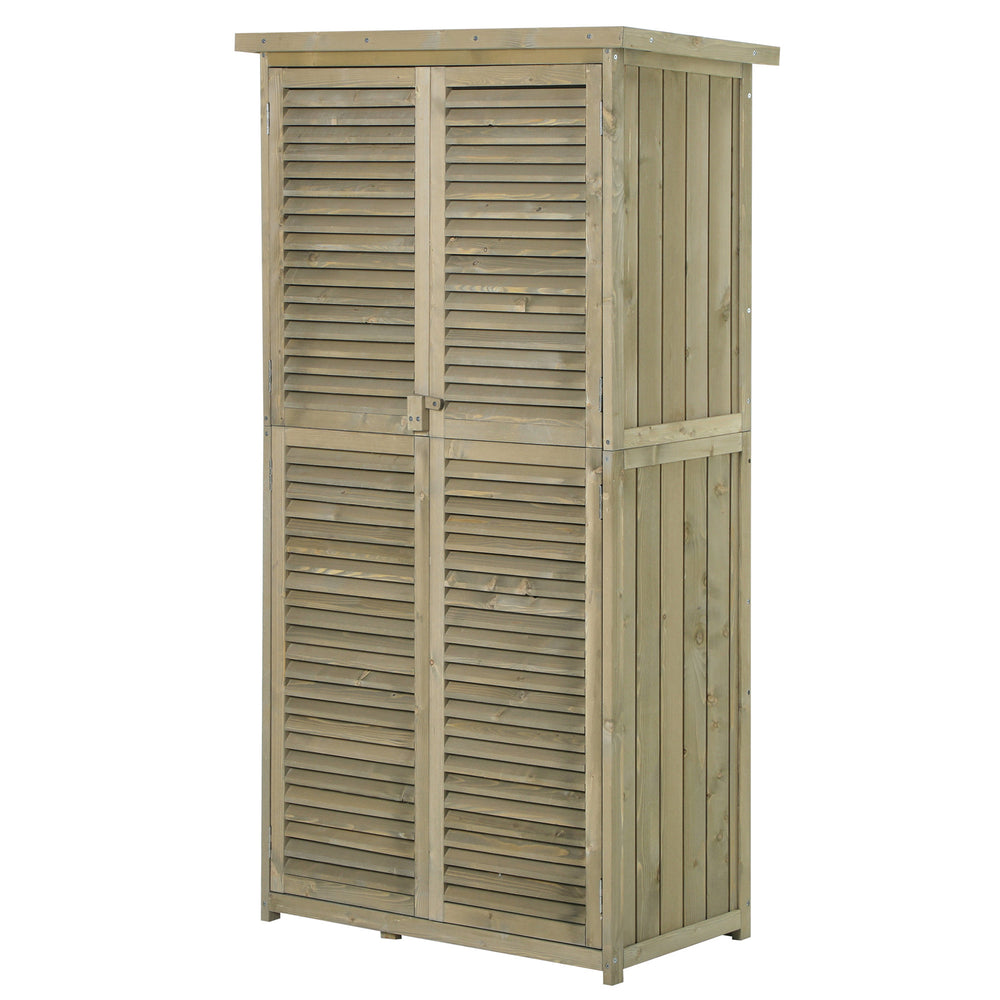 Armoire de Jardin abri Jardin Remise pour Outils sur Pied dim. 87L x 47l x 160H cm 2 étagères Portes persiennes Toit bitumé étanche Bois pin Autoclave sable