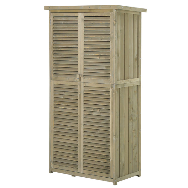 Armoire de Jardin abri Jardin Remise pour Outils sur Pied dim. 87L x 47l x 160H cm 2 étagères Portes persiennes Toit bitumé étanche Bois pin Autoclave sable