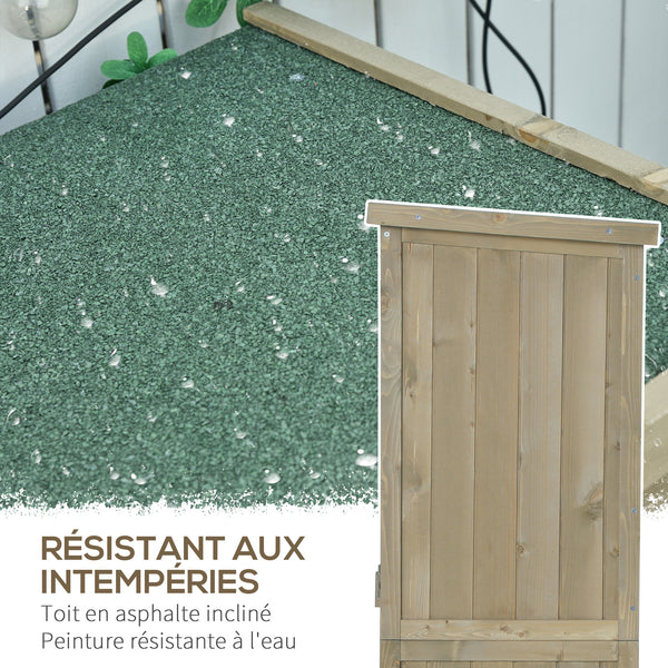Armoire de Jardin abri Jardin Remise pour Outils sur Pied dim. 87L x 47l x 160H cm 2 étagères Portes persiennes Toit bitumé étanche Bois pin Autoclave sable