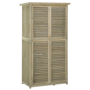 Armoire de Jardin abri Jardin Remise pour Outils sur Pied dim. 87L x 47l x 160H cm 2 étagères Portes persiennes Toit bitumé étanche Bois pin Autoclave sable