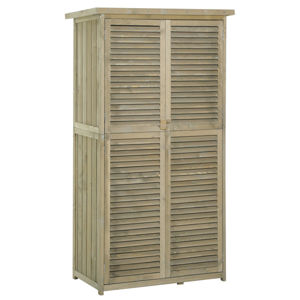Armoire de Jardin abri Jardin Remise pour Outils sur Pied dim. 87L x 47l x 160H cm 2 étagères Portes persiennes Toit bitumé étanche Bois pin Autoclave sable