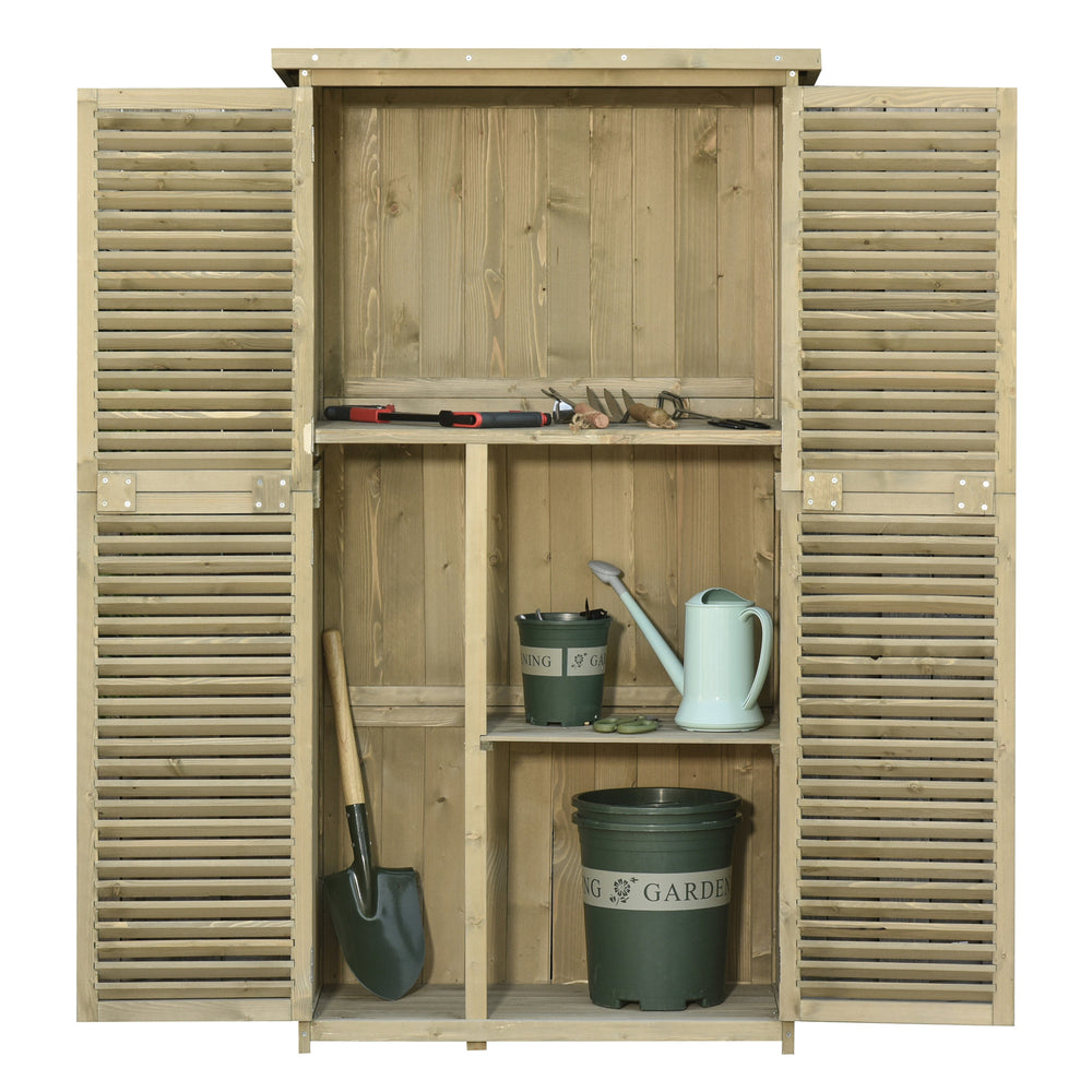 Armoire de Jardin abri Jardin Remise pour Outils sur Pied dim. 87L x 47l x 160H cm 2 étagères Portes persiennes Toit bitumé étanche Bois pin Autoclave sable