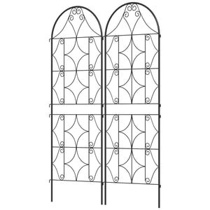 Support pour plantes grimpantes avec motif irrégulier, lot de 2, treillis de jardin, pour légumes, vignes, fleurs, en métal, 50 x 150 cm, noir