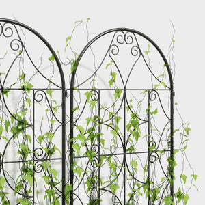 Support pour plantes grimpantes avec motif irrégulier, lot de 2, treillis de jardin, pour légumes, vignes, fleurs, en métal, 50 x 150 cm, noir