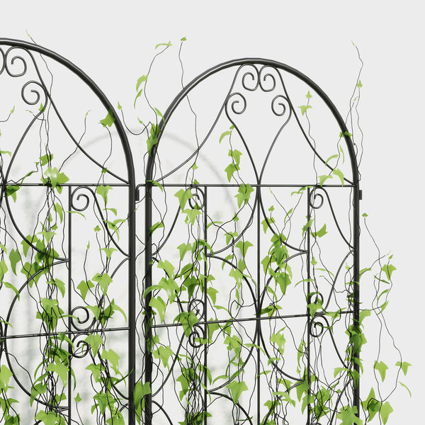 Support pour plantes grimpantes avec motif irrégulier, lot de 2, treillis de jardin, pour légumes, vignes, fleurs, en métal, 50 x 150 cm, noir