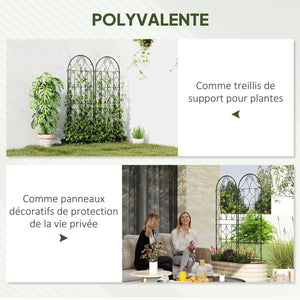 Support pour plantes grimpantes avec motif irrégulier, lot de 2, treillis de jardin, pour légumes, vignes, fleurs, en métal, 50 x 150 cm, noir
