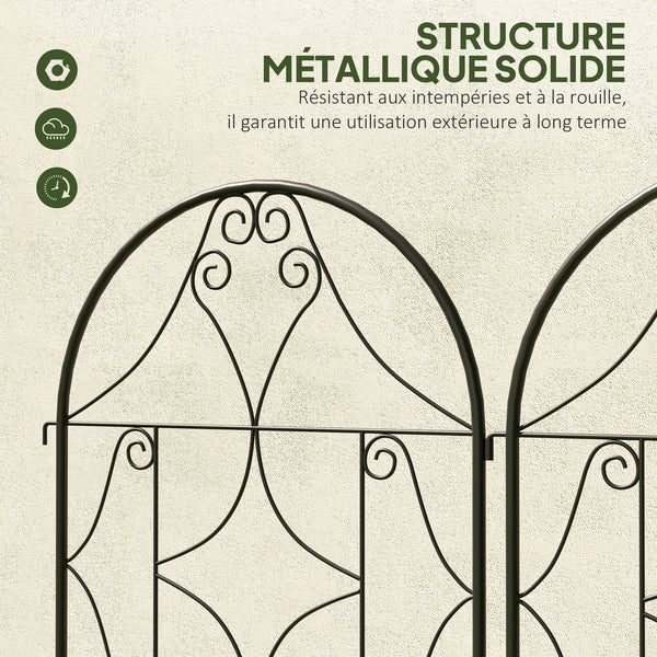 Support pour plantes grimpantes avec motif irrégulier, lot de 2, treillis de jardin, pour légumes, vignes, fleurs, en métal, 50 x 150 cm, noir