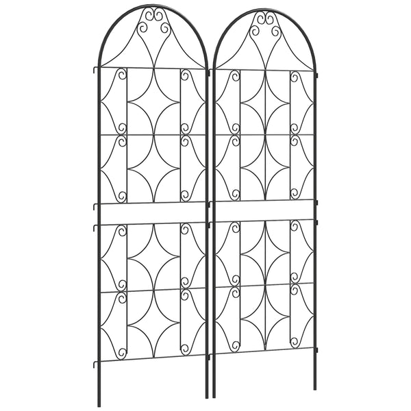 Support pour plantes grimpantes avec motif irrégulier, lot de 2, treillis de jardin, pour légumes, vignes, fleurs, en métal, 50 x 150 cm, noir