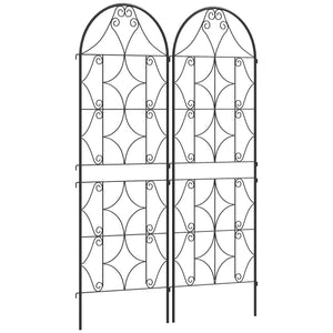Support pour plantes grimpantes avec motif irrégulier, lot de 2, treillis de jardin, pour légumes, vignes, fleurs, en métal, 50 x 150 cm, noir