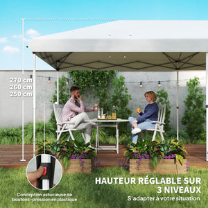 Tonnelle de jardin pliante 6 x 3 m tonnelle de jardin extérieure barnum pliant pop-up imperméabilisé 4 parois latérales amovibles 4 fenêtres + sac de transport blanc