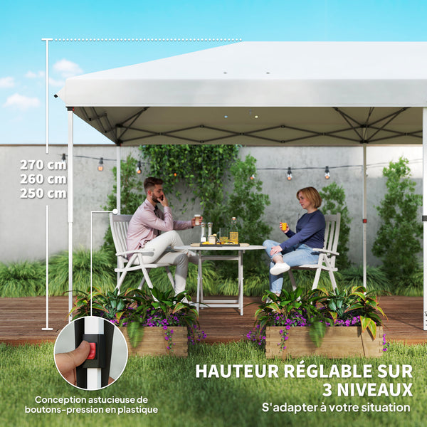 Tonnelle de jardin pliante 6 x 3 m tonnelle de jardin extérieure barnum pliant pop-up imperméabilisé 4 parois latérales amovibles 4 fenêtres + sac de transport blanc