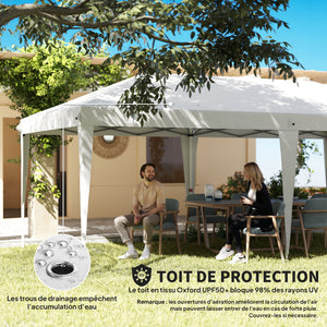 Tonnelle de jardin pliante 6 x 3 m tonnelle de jardin extérieure barnum pliant pop-up imperméabilisé 4 parois latérales amovibles 4 fenêtres + sac de transport blanc