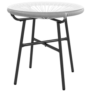 Table basse ronde de jardin en résine aspect rotin métal et plateau verre trempé Ø 50 x 50 cm gris