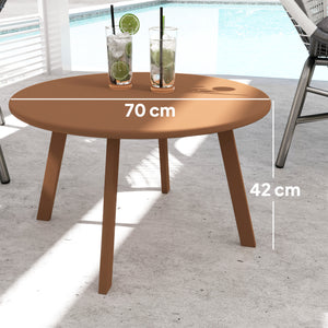 Petite table basse ronde, table d'appoint avec patins antidérapants, cadre en métal, pour jardin, balcon, terrasse, salon, Ø 70 x 42 cm, orange