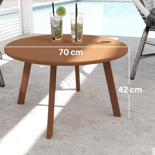 Petite table basse ronde, table d'appoint avec patins antidérapants, cadre en métal, pour jardin, balcon, terrasse, salon, Ø 70 x 42 cm, orange