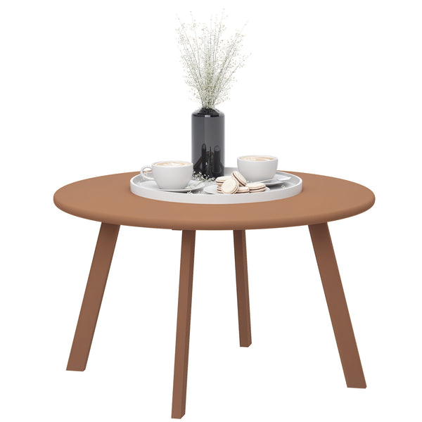 Petite table basse ronde, table d'appoint avec patins antidérapants, cadre en métal, pour jardin, balcon, terrasse, salon, Ø 70 x 42 cm, orange