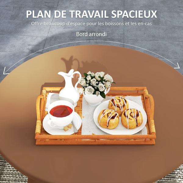 Petite table basse ronde, table d'appoint avec patins antidérapants, cadre en métal, pour jardin, balcon, terrasse, salon, Ø 70 x 42 cm, orange