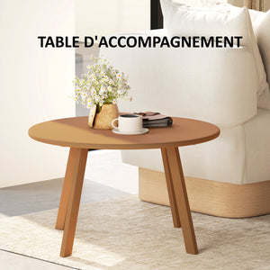 Petite table basse ronde, table d'appoint avec patins antidérapants, cadre en métal, pour jardin, balcon, terrasse, salon, Ø 70 x 42 cm, orange