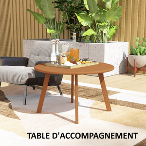 Petite table basse ronde, table d'appoint avec patins antidérapants, cadre en métal, pour jardin, balcon, terrasse, salon, Ø 70 x 42 cm, orange