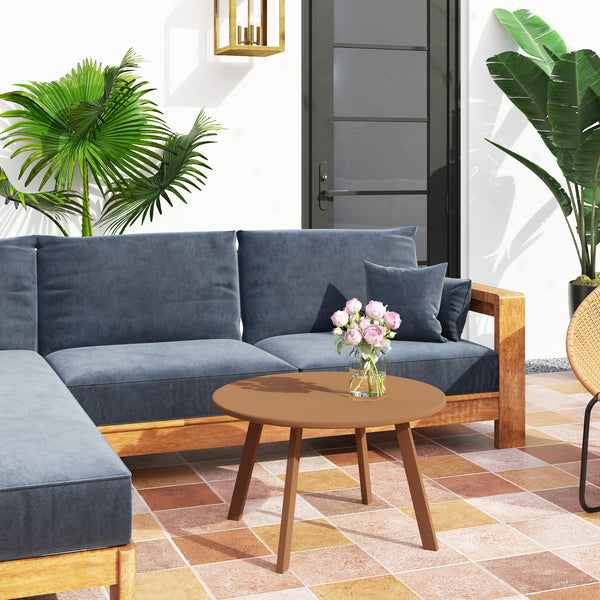 Petite table basse ronde, table d'appoint avec patins antidérapants, cadre en métal, pour jardin, balcon, terrasse, salon, Ø 70 x 42 cm, orange