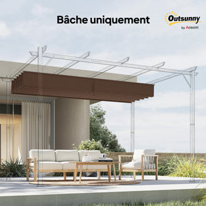 Toile de toit pour pergola tonnelle rétractable de 3 x 3 m - toile uniquement 250 x 255 cm café