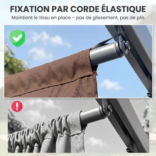 Toile de toit pour pergola tonnelle rétractable de 3 x 3 m - toile uniquement 250 x 255 cm café