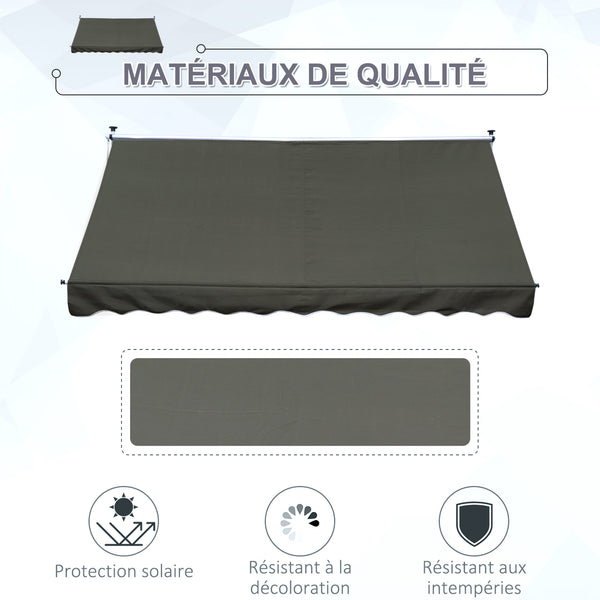Store banne Manuel rétractable 3L x 1,5l m Auvent Téléscopique sans Perçage Inclinaison et Hauteur réglable Installation Rapide métal alu Polyester Anti-UV Gris