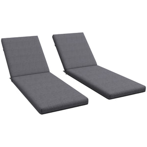 Lot de 2 Matelas pour Chaise Longue transat Bain de Soleil avec Sangles d'attache pour Jardin dim. 190,5L x 58,4l x 7H cm Gris
