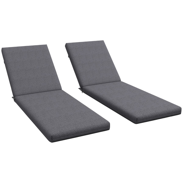 Lot de 2 Matelas pour Chaise Longue transat Bain de Soleil avec Sangles d'attache pour Jardin dim. 190,5L x 58,4l x 7H cm Gris