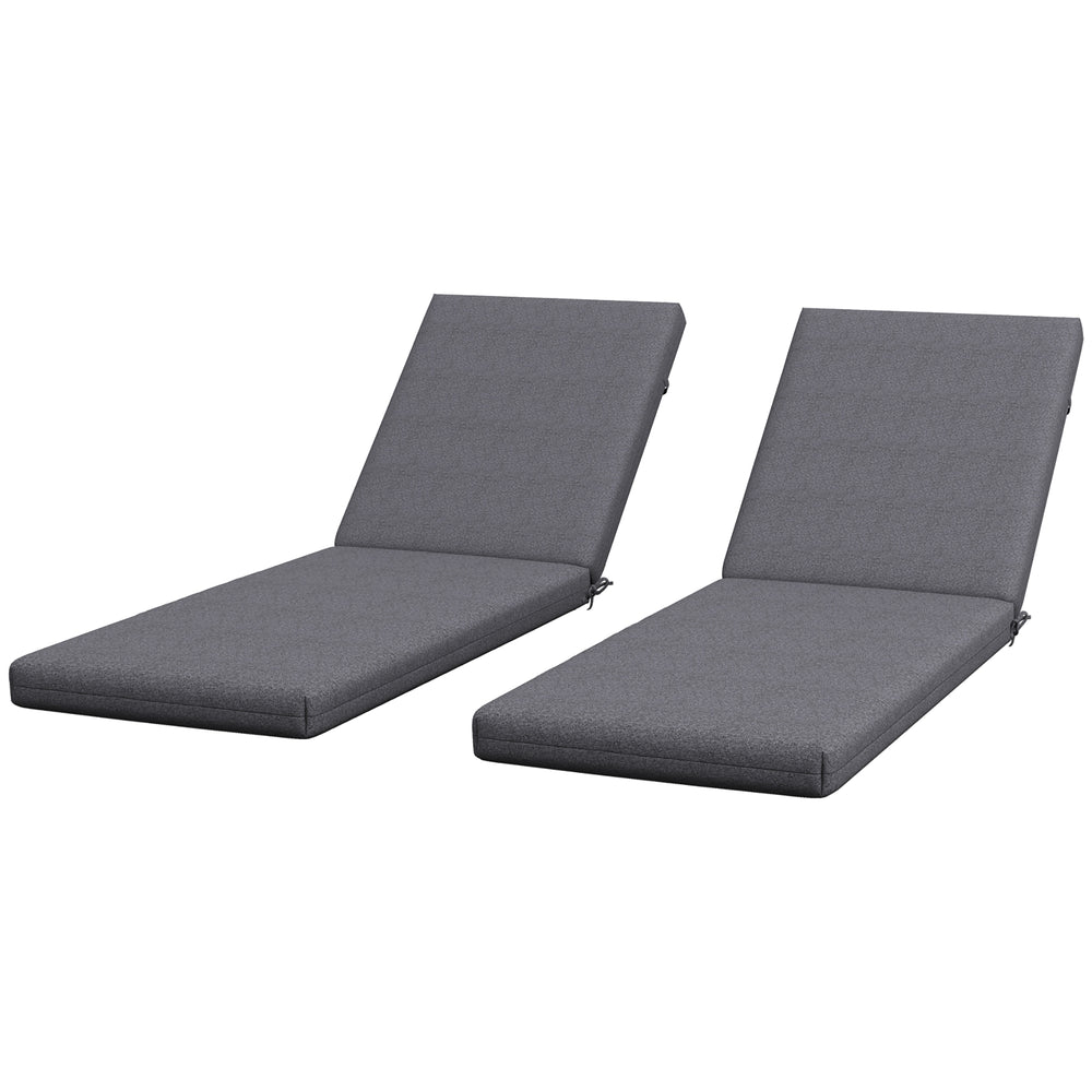 Lot de 2 Matelas pour Chaise Longue transat Bain de Soleil avec Sangles d'attache pour Jardin dim. 190,5L x 58,4l x 7H cm Gris